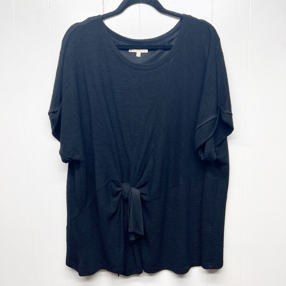 &. Layered Womens Top 2X Tie Front Relaxed Stretch Office Career Workwear Dressy